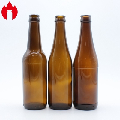 Стеклянная бутылка из янтарного пива на 330 мл из содового известкового стекла
